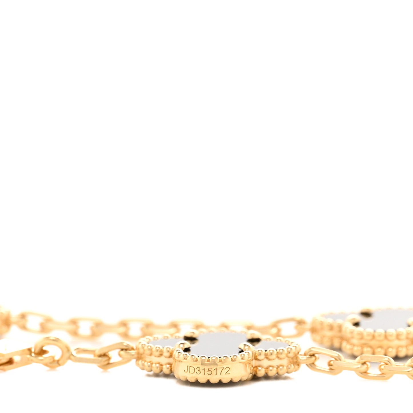 18K Yellow Gold Black Onyx 10 Motifs Vintage Alhambra Necklace