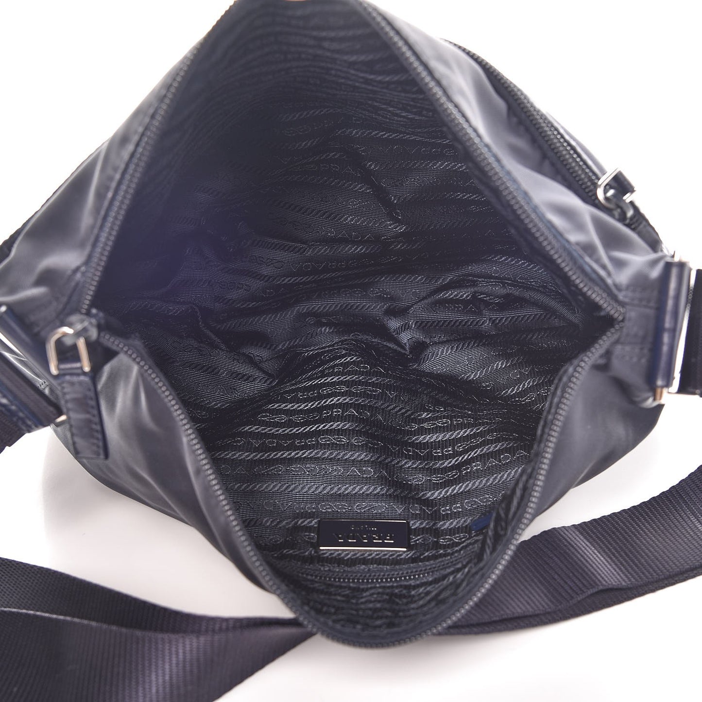 Tessuto Nylon Flat Messenger Bag Blue