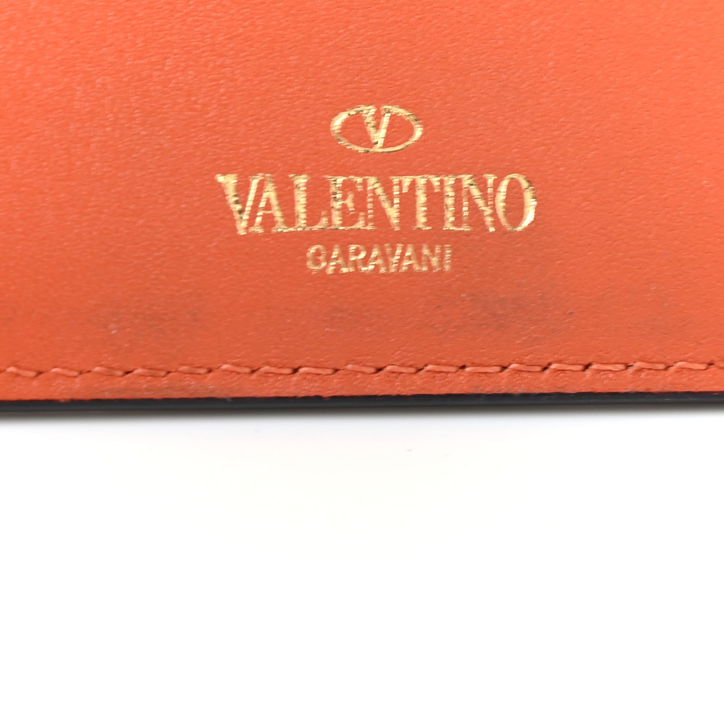 Vitello Rockstud Card Holder Orange