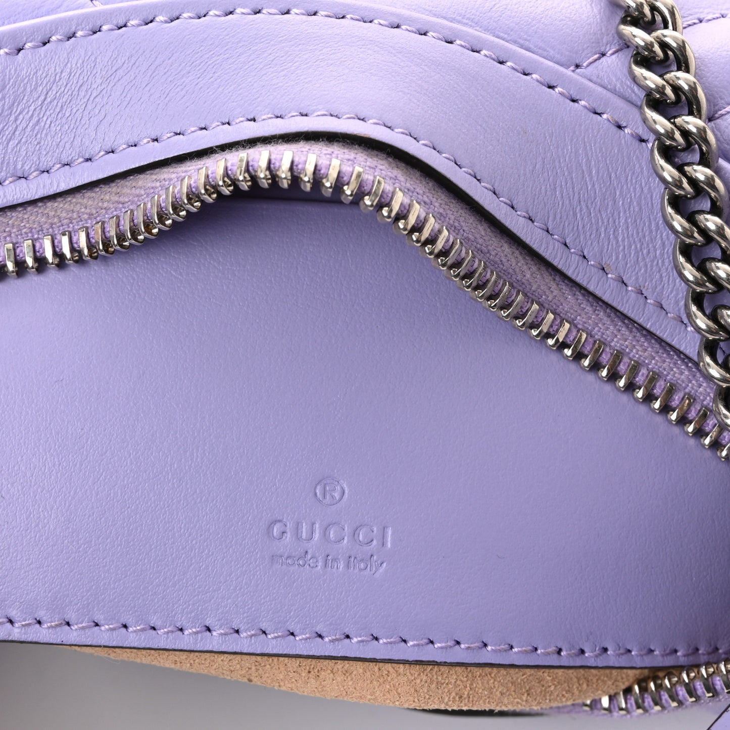 Calfskin Matelasse Mini GG Marmont Half Moon Hobo Lapis