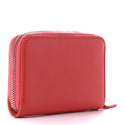 Chanel Goatskin Camellia Zip Coin Purse Coral 3 of 7