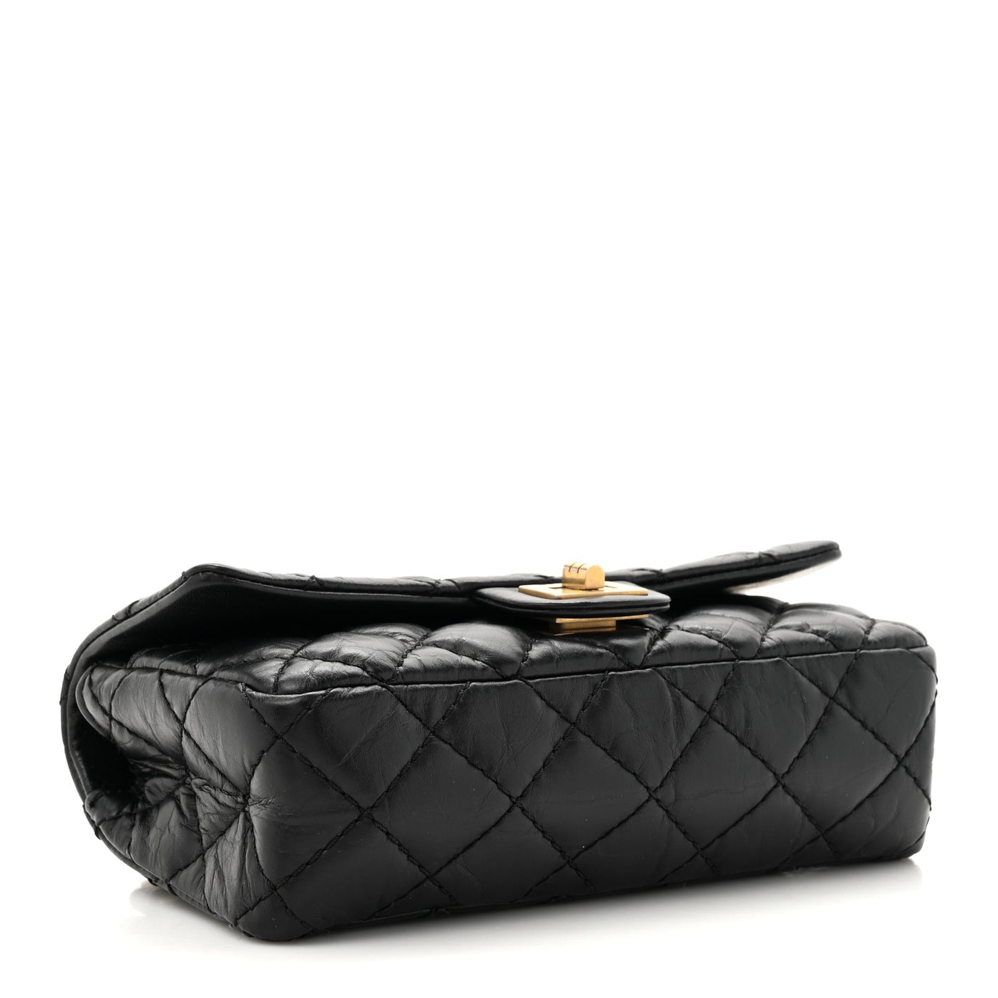 Aged Calfskin Quilted 2.55 Reissue Flap Belt Bag Clutch Black