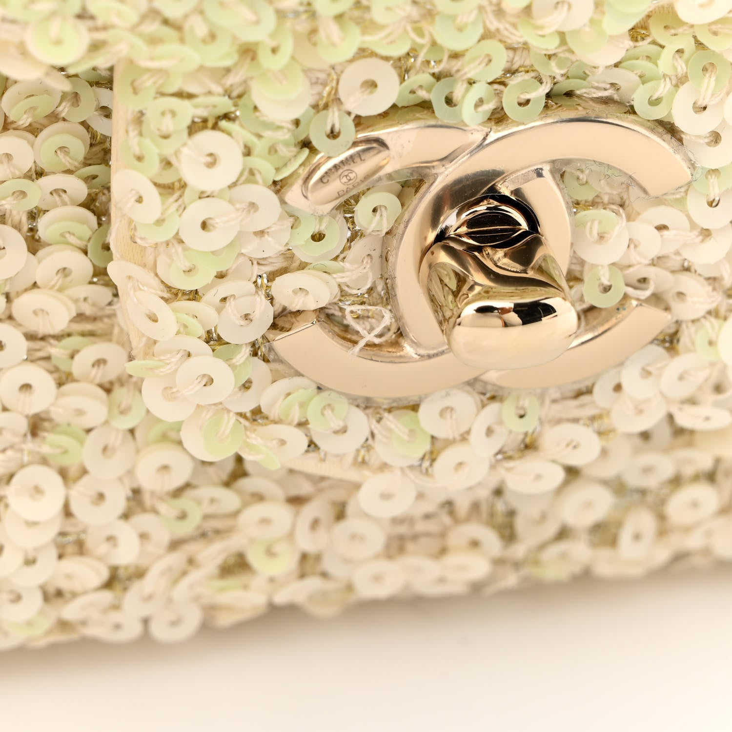 Chanel Shaded Sequin Mini Flap Light Green White Ecru 11 of 12
