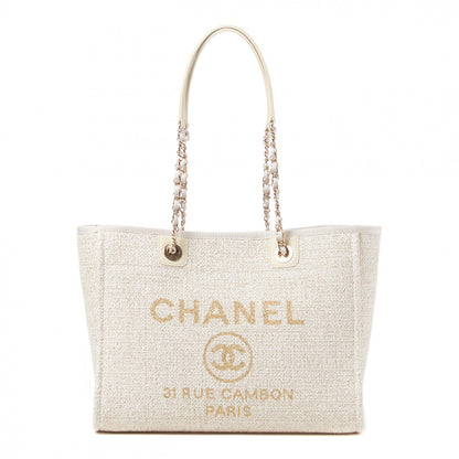 Chanel Lurex Boucle Small Deauville Tote White 1 of 10