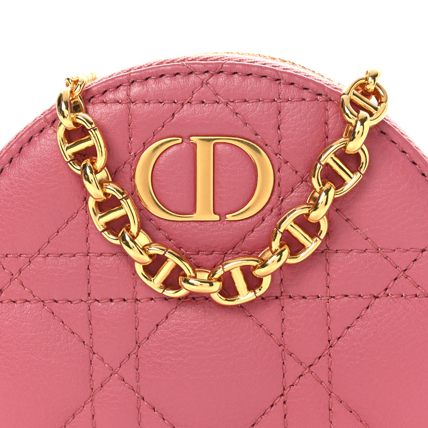 Christian Dior Calfskin Cannage Round Caro Pouch Pink Yarrow 14 of 23