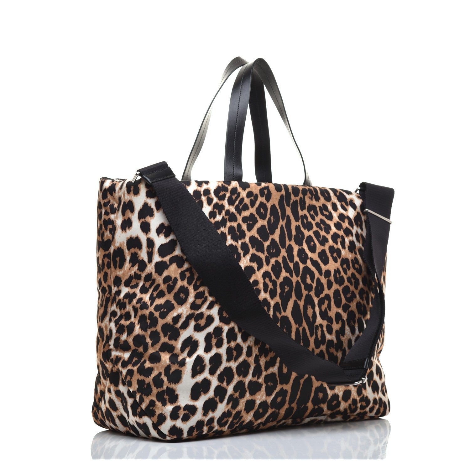 Prada Tessuto Nylon Leopard Print Shopping Tote Avorio 3 of 8
