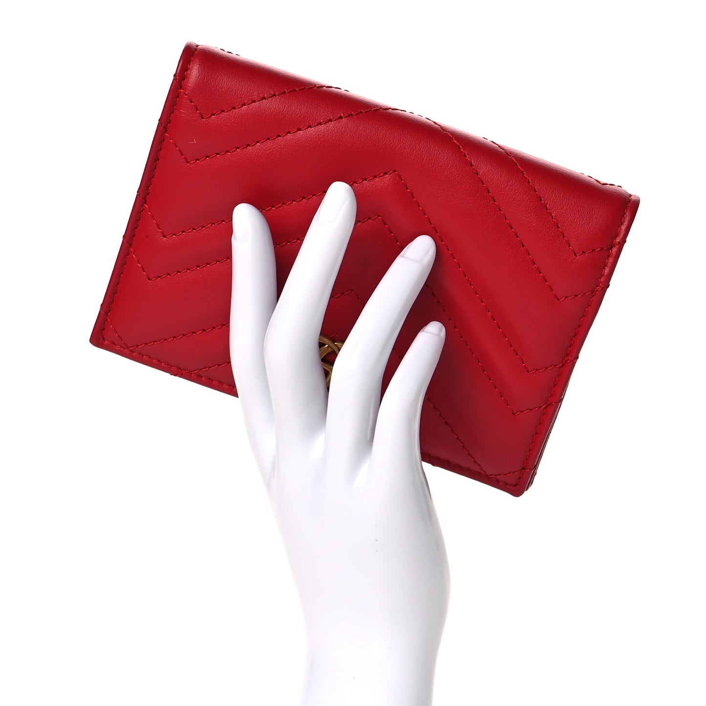 Calfskin Matelasse GG Marmont Passport Case Hibiscus Red