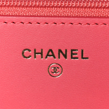 Chanel Lambskin Quilted Double Stitch Tassel Wallet On Chain WOC Pink 6 of 11