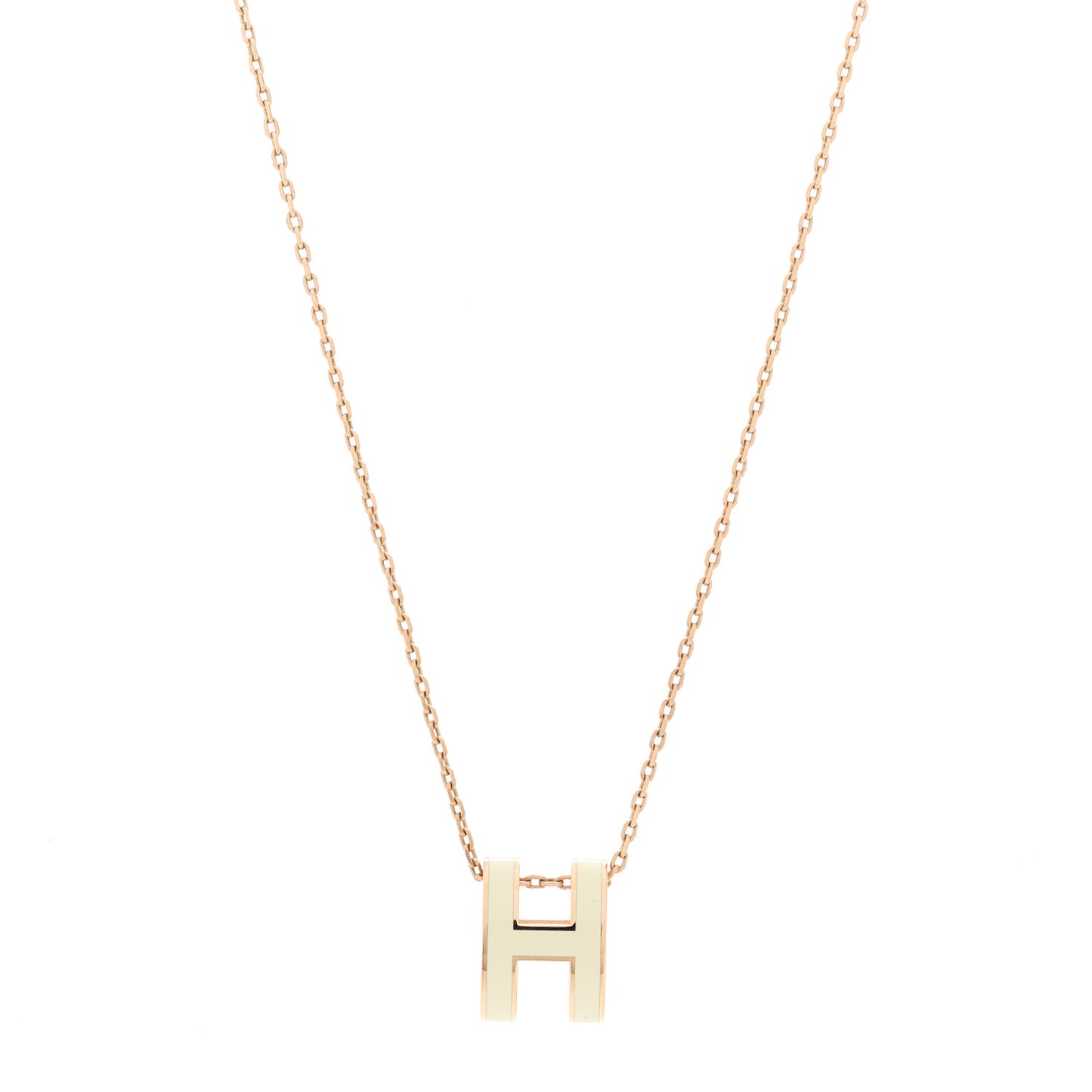 Lacquered Rose Gold Pop H Pendant Necklace White