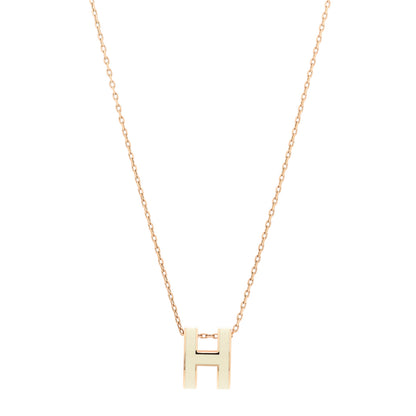 Hermes Lacquered Rose Gold Pop H Pendant Necklace White 1 of 8