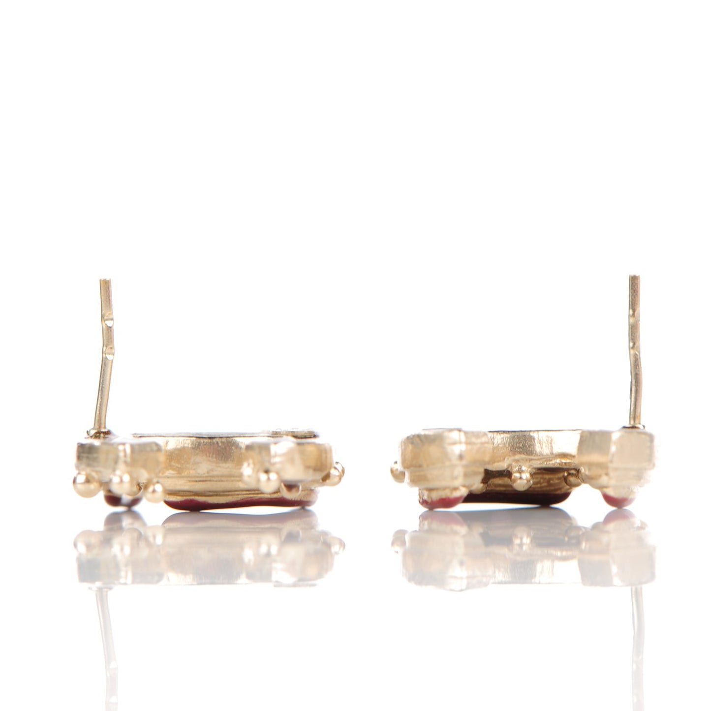 Enamel CC Earrings Burgundy Gold