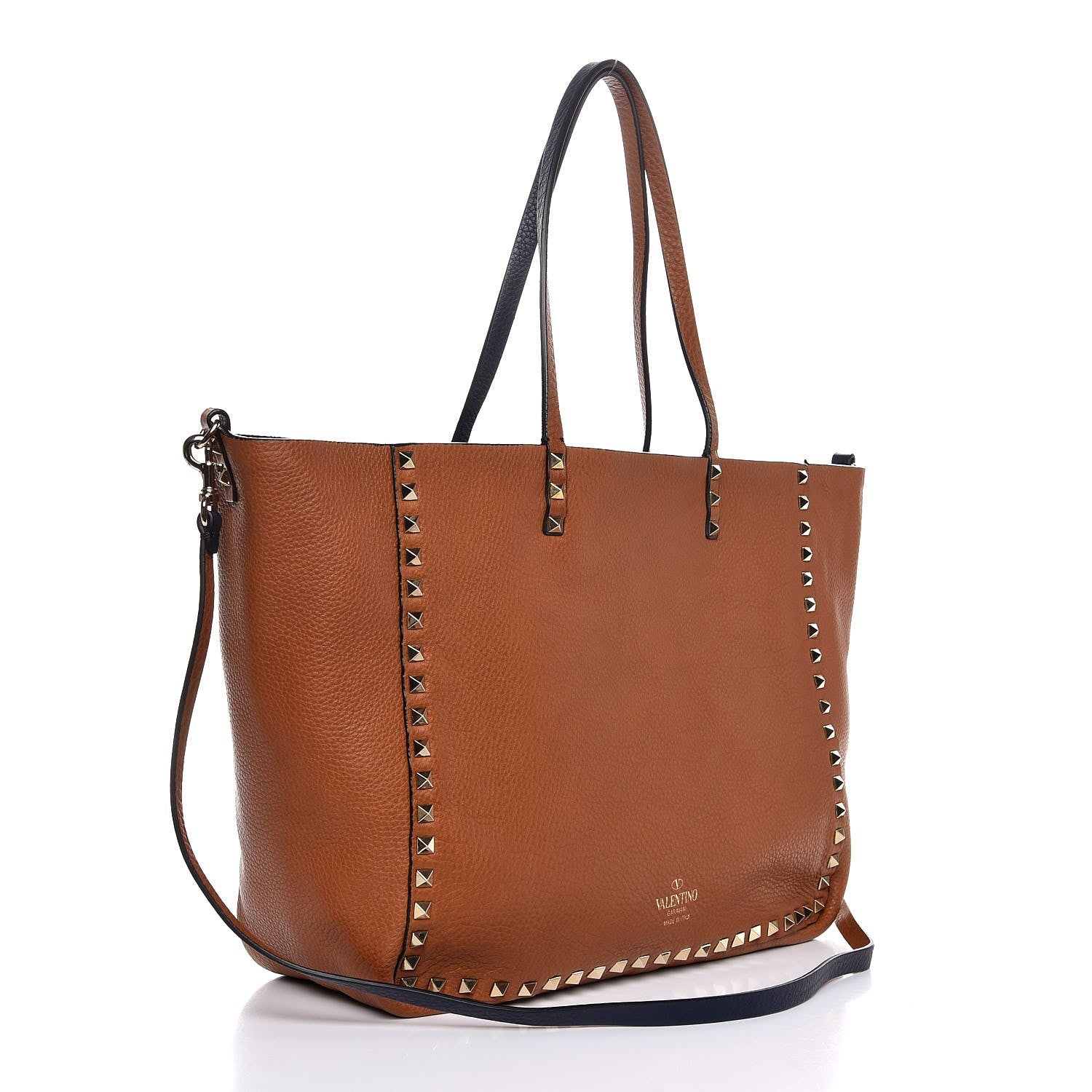 Valentino Garavani Pebbled Calfskin Medium Rockstud Reversible Tote Light Cuir Marine 7 of 12