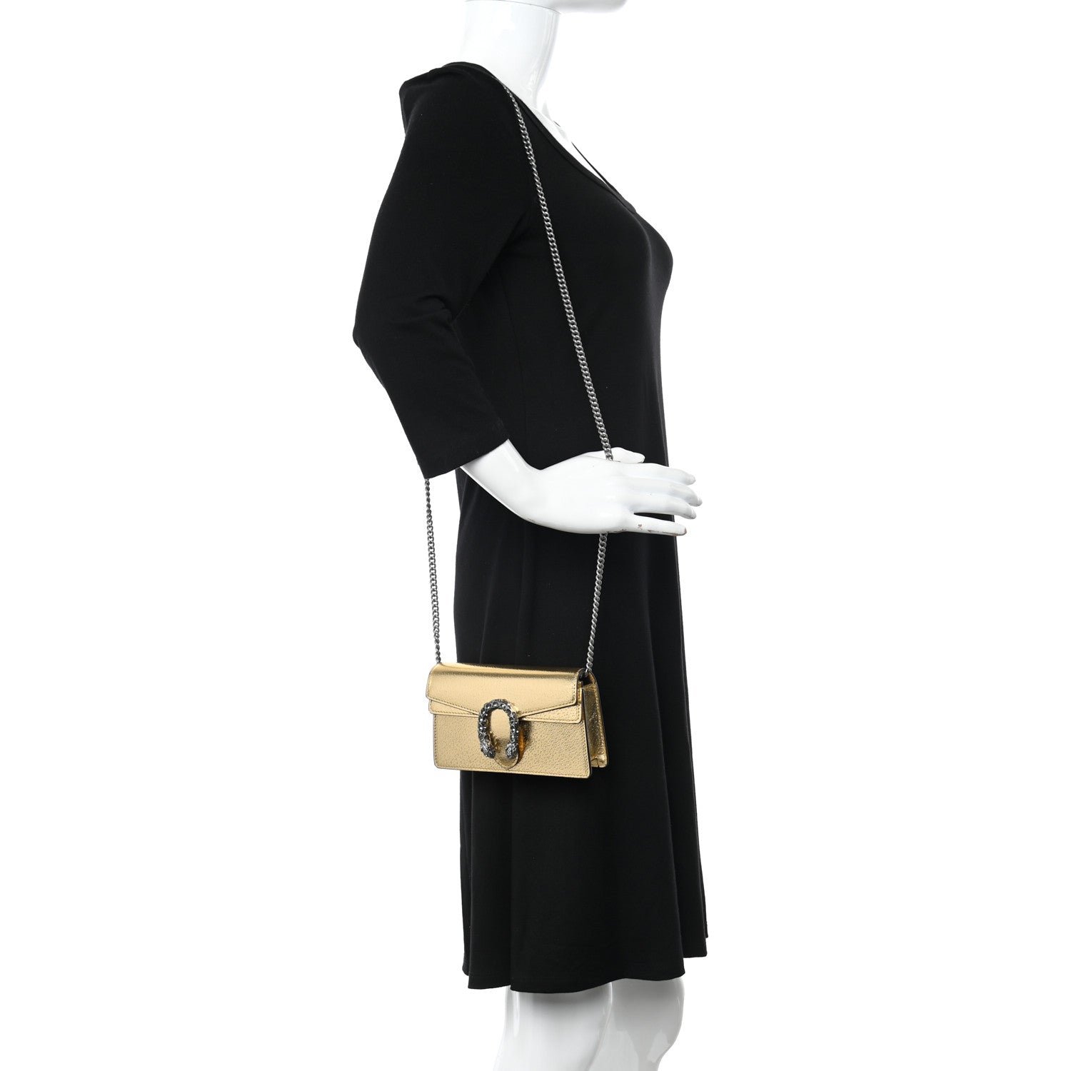 Gucci Metallic Calfskin Super Mini Dionysus Shoulder Bag Gold 1 of 11