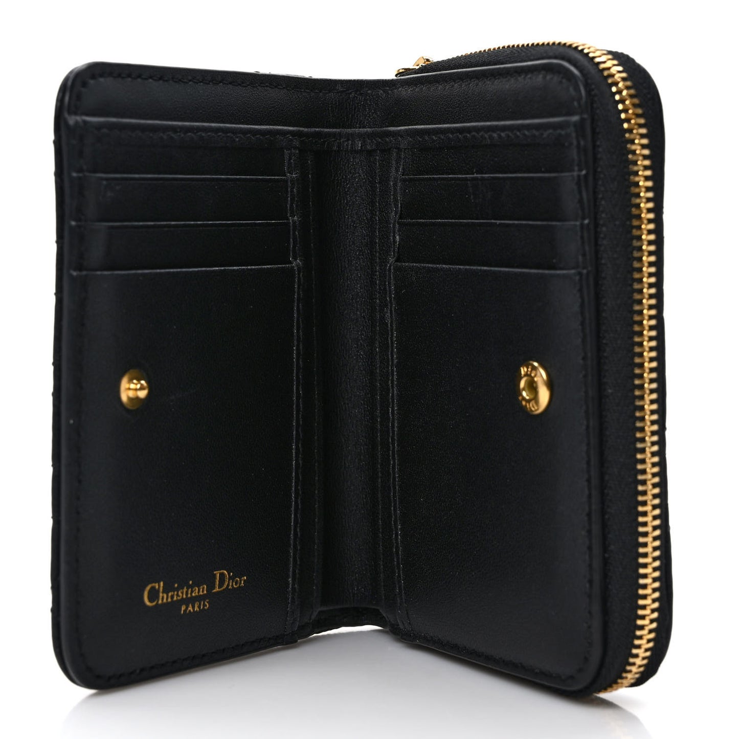 Grained Calfskin Supple Cannage Caro Scarlet Zipped Wallet Black