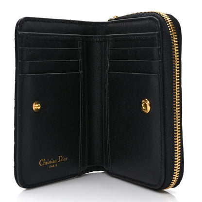 Christian Dior Grained Calfskin Supple Cannage Caro Scarlet Zipped Wallet Black 5 of 7