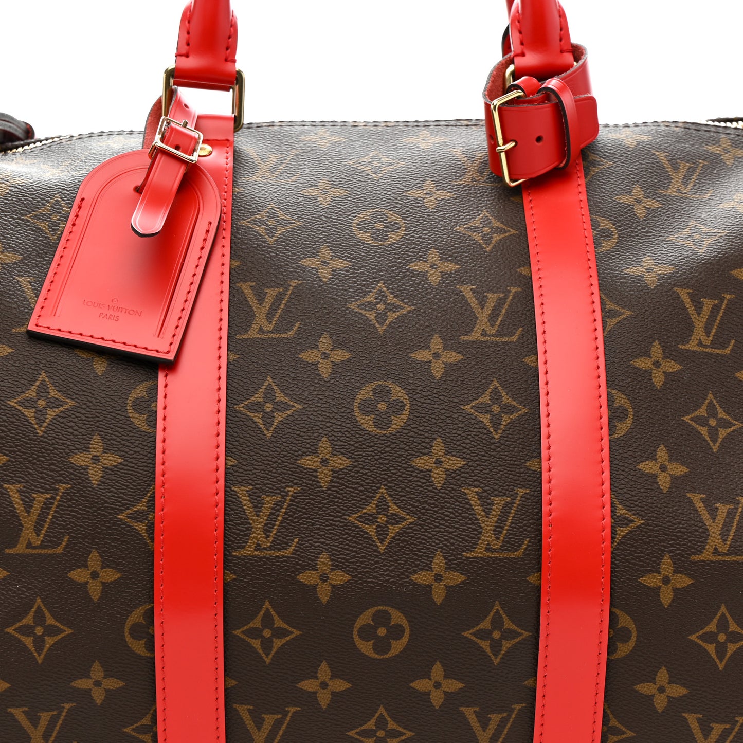 Calfskin Monogram Keepall Bandouliere 50 Coquelicot