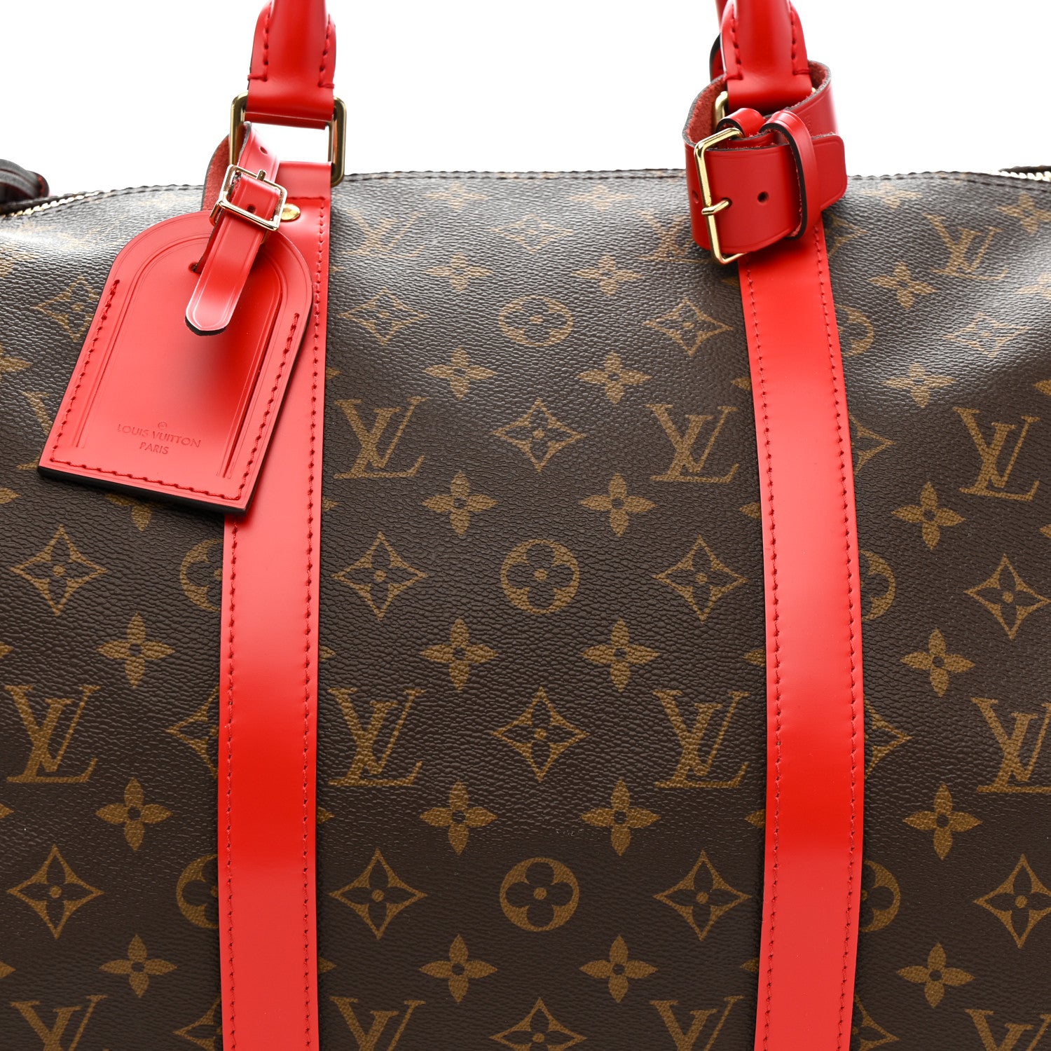 Louis Vuitton Calfskin Monogram Keepall Bandouliere 50 Coquelicot 6 of 8