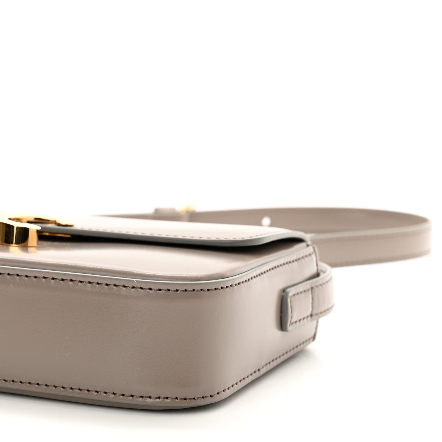Natural Calfskin Triomphe Shoulder Bag Pebble