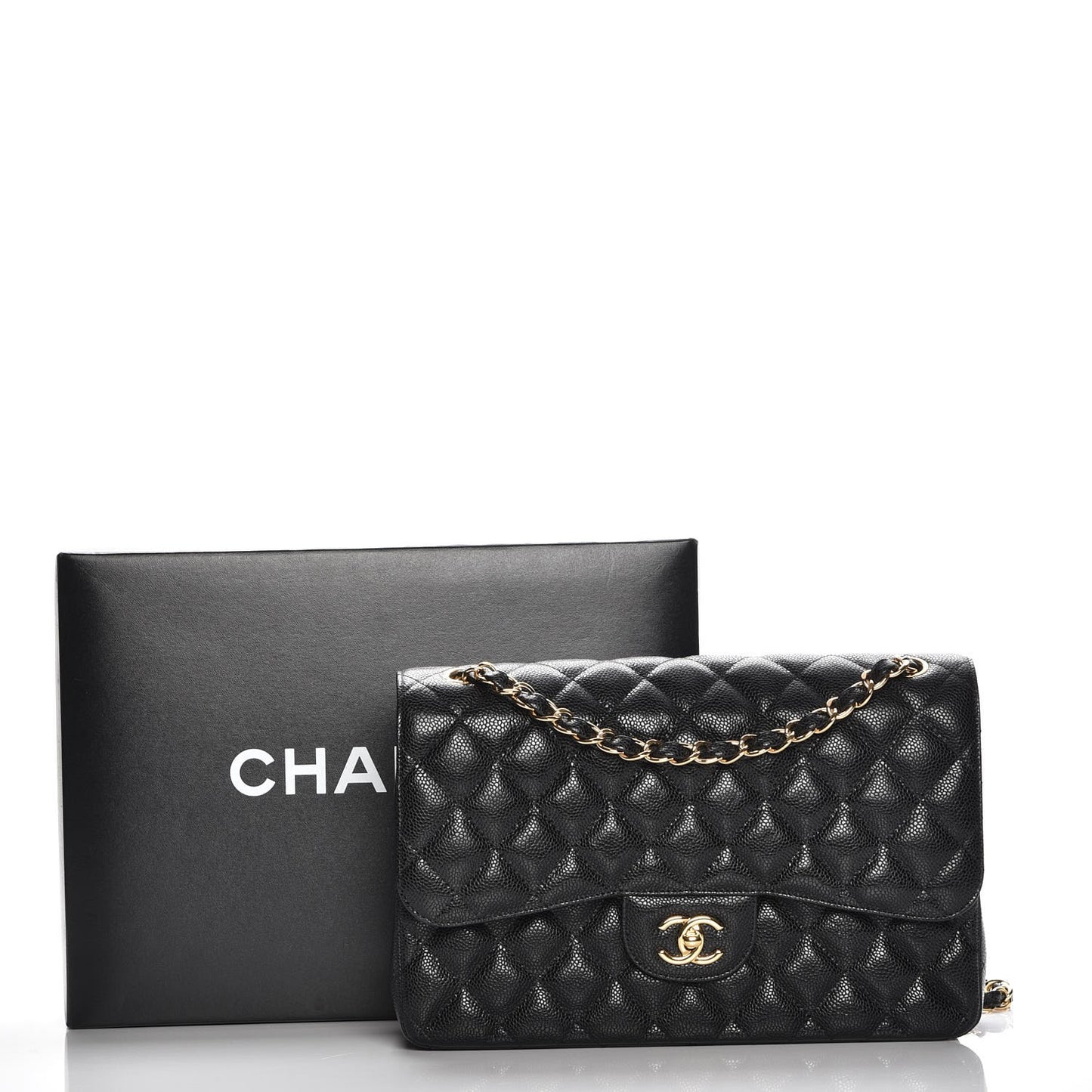 Caviar Quilted Jumbo Double Flap Black