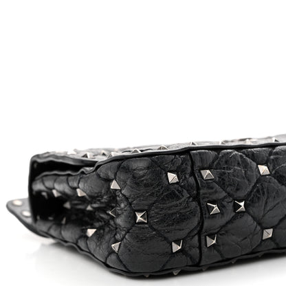 Valentino Garavani Craquele Nappa Small Rockstud Spike Shoulder Bag Black 8 of 11