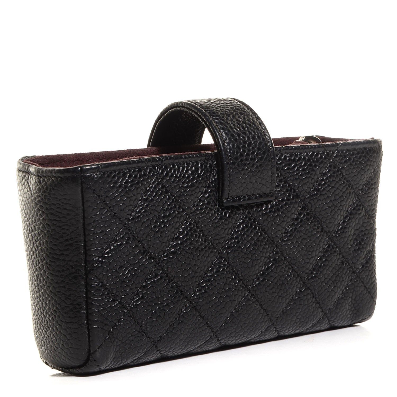 Chanel Caviar Quilted Mini Phone Holder Clutch Black 3 of 8