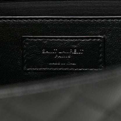 Saint Laurent Grain De Poudre Textured Mixed Matelasse Triquilt Medium Monogram Satchel Black 7 of 12