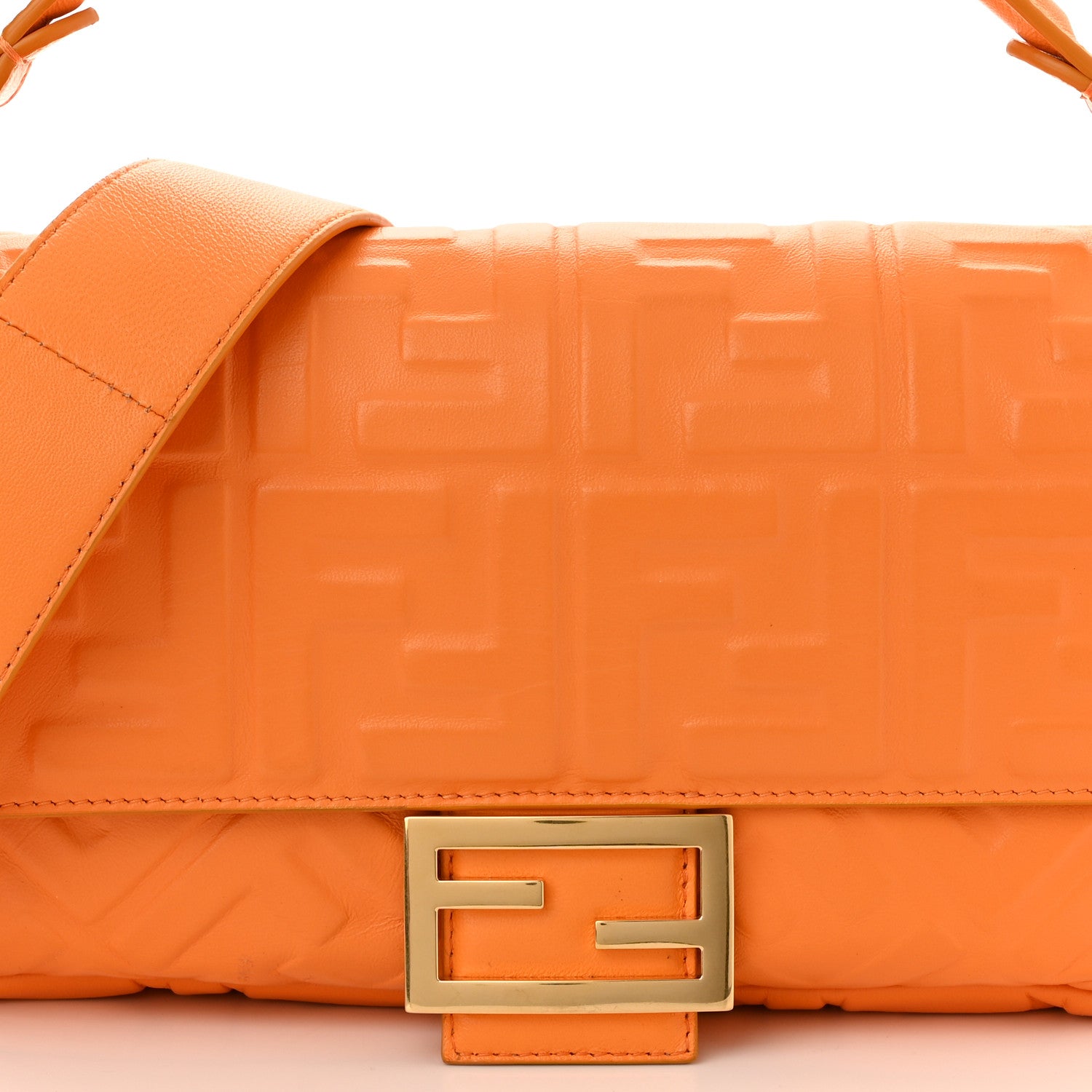 Fendi Nappa FF 1974 Embossed Baguette Clementine 9 of 11