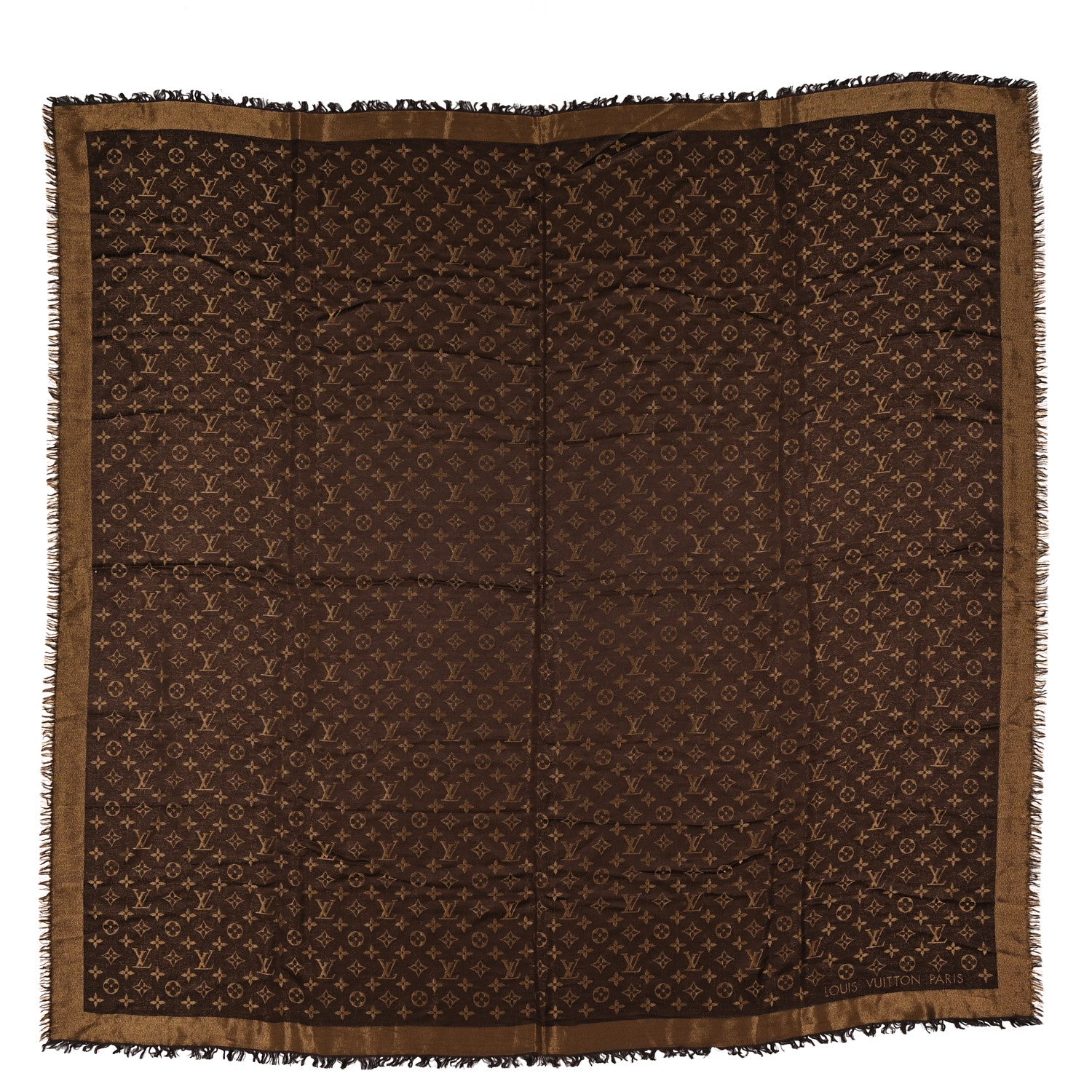 Louis Vuitton Silk Lurex Wool Monogram Shine Shawl Marron 1 of 3