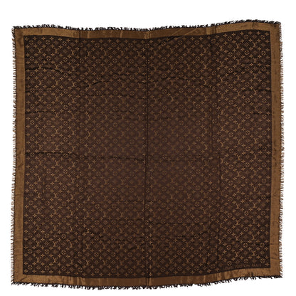 Louis Vuitton Silk Lurex Wool Monogram Shine Shawl Marron 1 of 3
