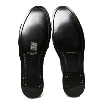 Saint Laurent Suede Le Loafer 15 Penny Slippers 40 Dark Chocolate 6 of 10