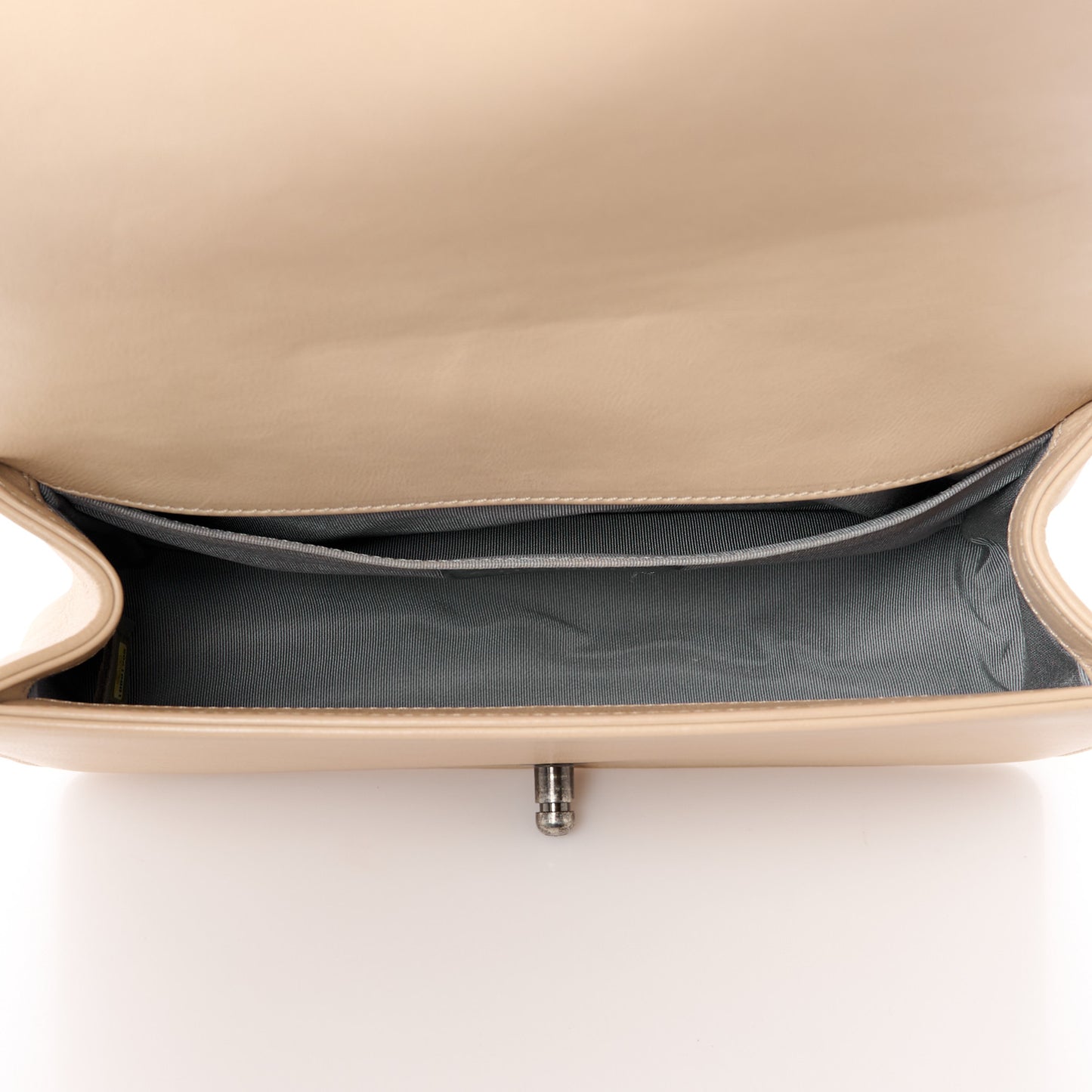 Calfskin Quilted Double Stitch Medium Boy Flap Beige