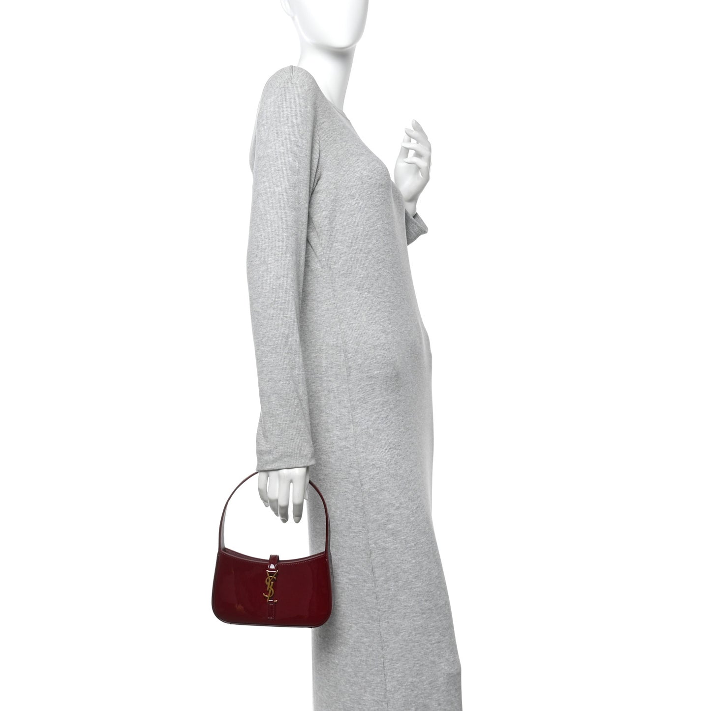 Patent Calfskin Le 5 A 7 Mini Hobo Red Grenat