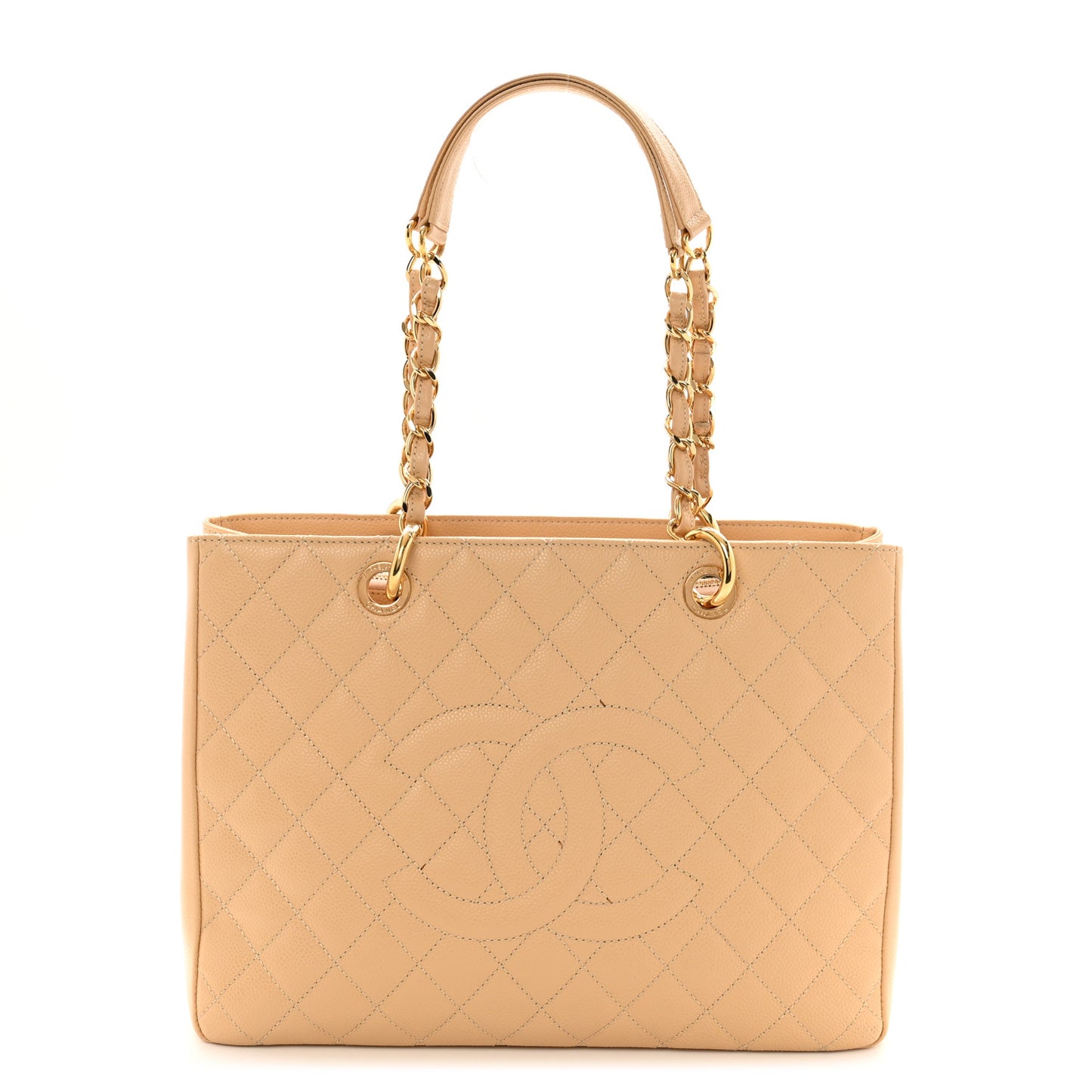 Caviar Quilted Grand Shopping Tote GST Beige