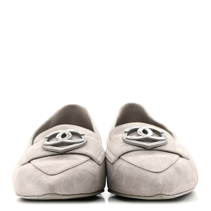 Chanel Suede Heart CC Loafers 40.5 Grey 3 of 9