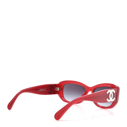 Chanel Acetate Rectangle Sunglasses 5493-A Red 4 of 7
