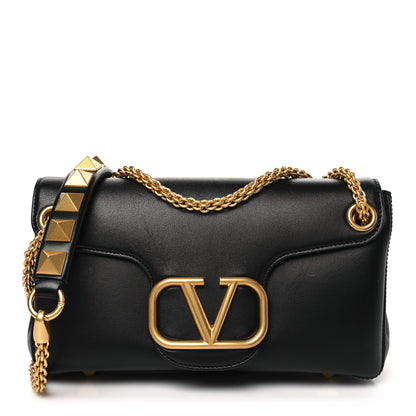 Valentino Garavani Nappa Stud Sign Shoulder Bag Black 1 of 9