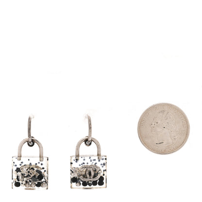 Chanel Resin Pearl CC Padlock Earrings Grey 2 of 5
