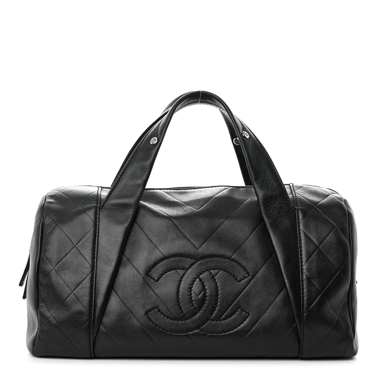 Calfskin Chevron CC All Day Long Boston Black