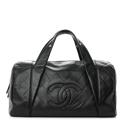 Chanel Calfskin Chevron CC All Day Long Boston Black 1 of 12