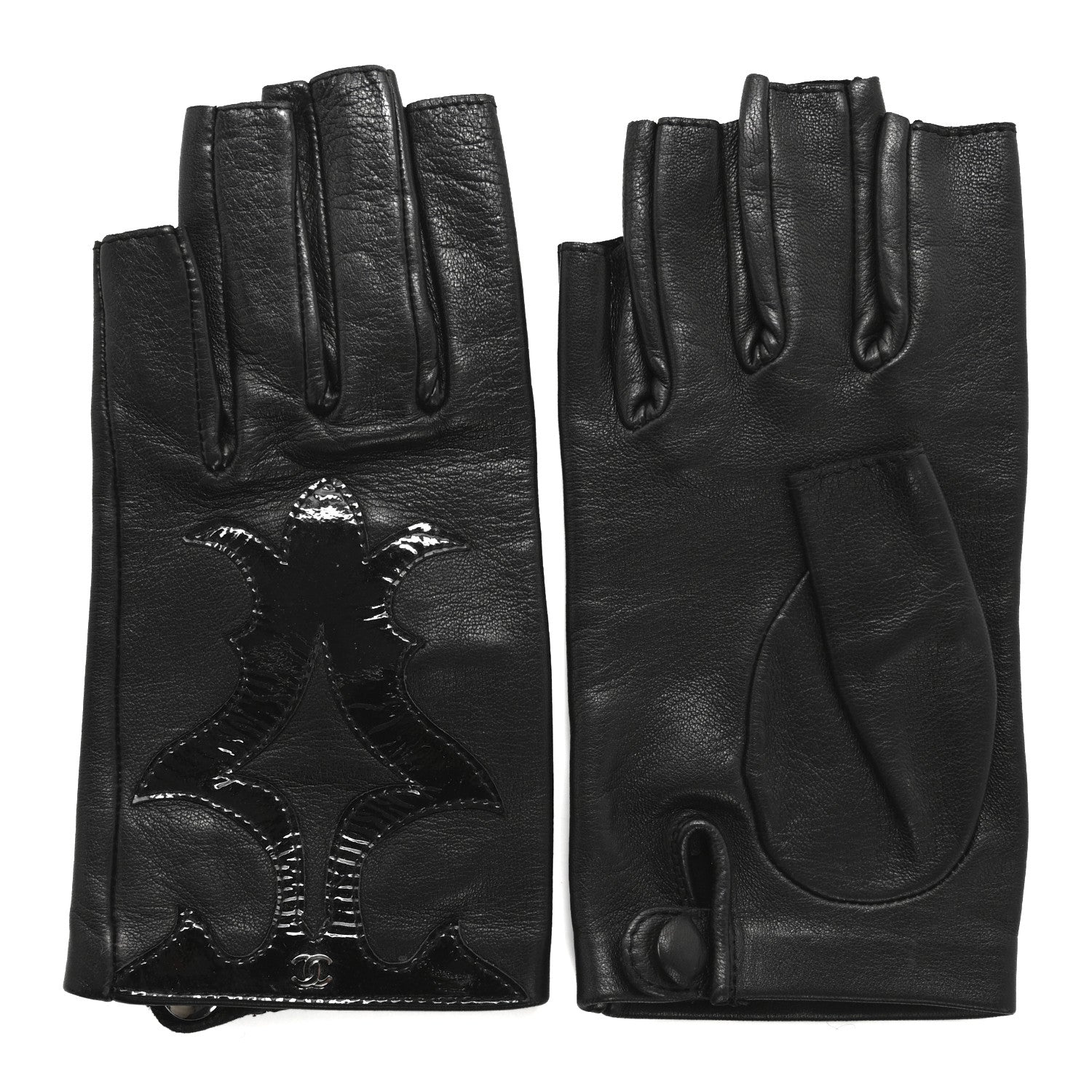Chanel Lambskin Paris Dallas Fingerless CC Gloves 6 Black 1 of 9