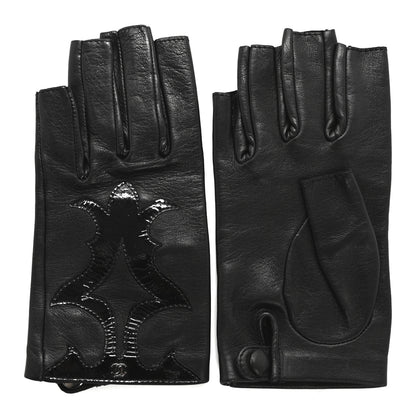 Chanel Lambskin Paris Dallas Fingerless CC Gloves 6 Black 1 of 9
