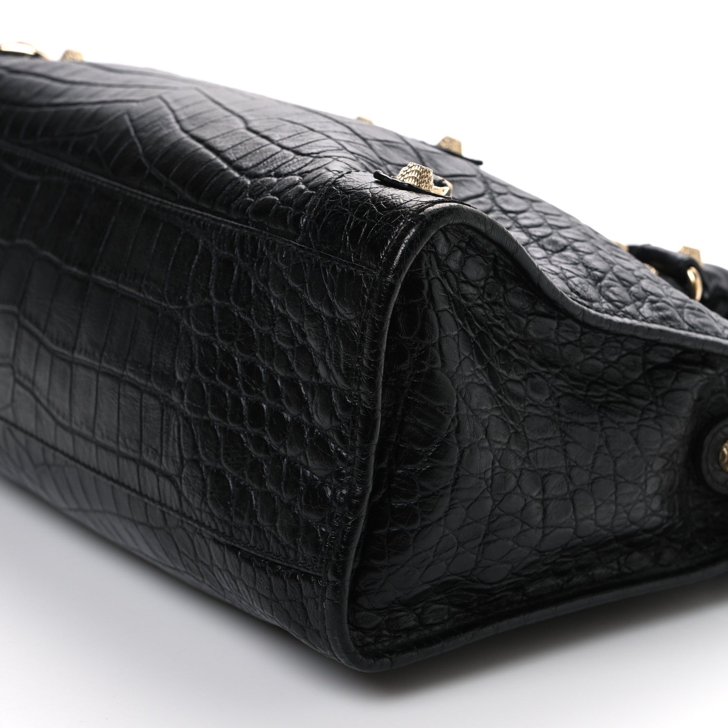 Balenciaga Calfskin Crocodile Embossed Giant 12 Gold Hardware City Black 11 of 13