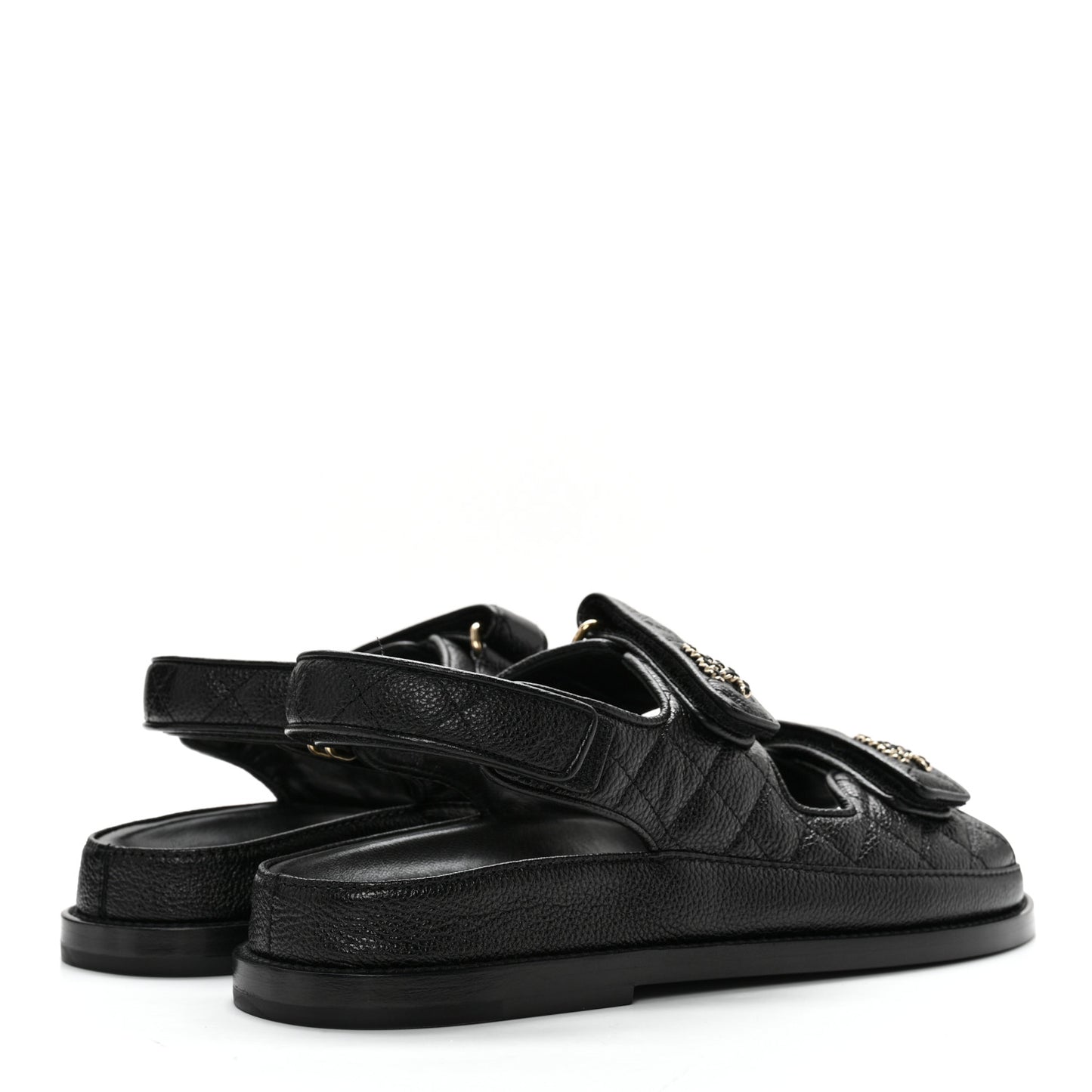 Grained Calfskin Velcro Dad Sandals 38 Black