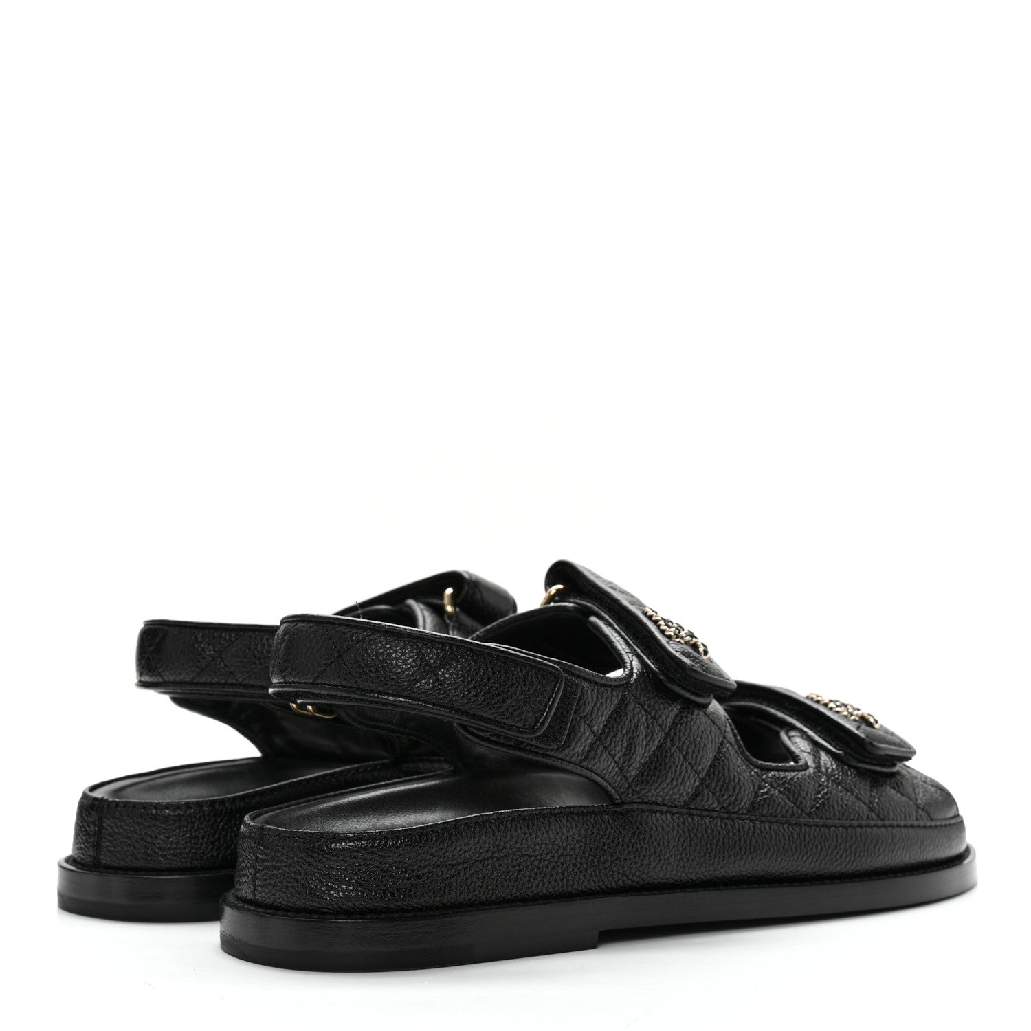 Chanel Grained Calfskin Velcro Dad Sandals 38 Black 4 of 11