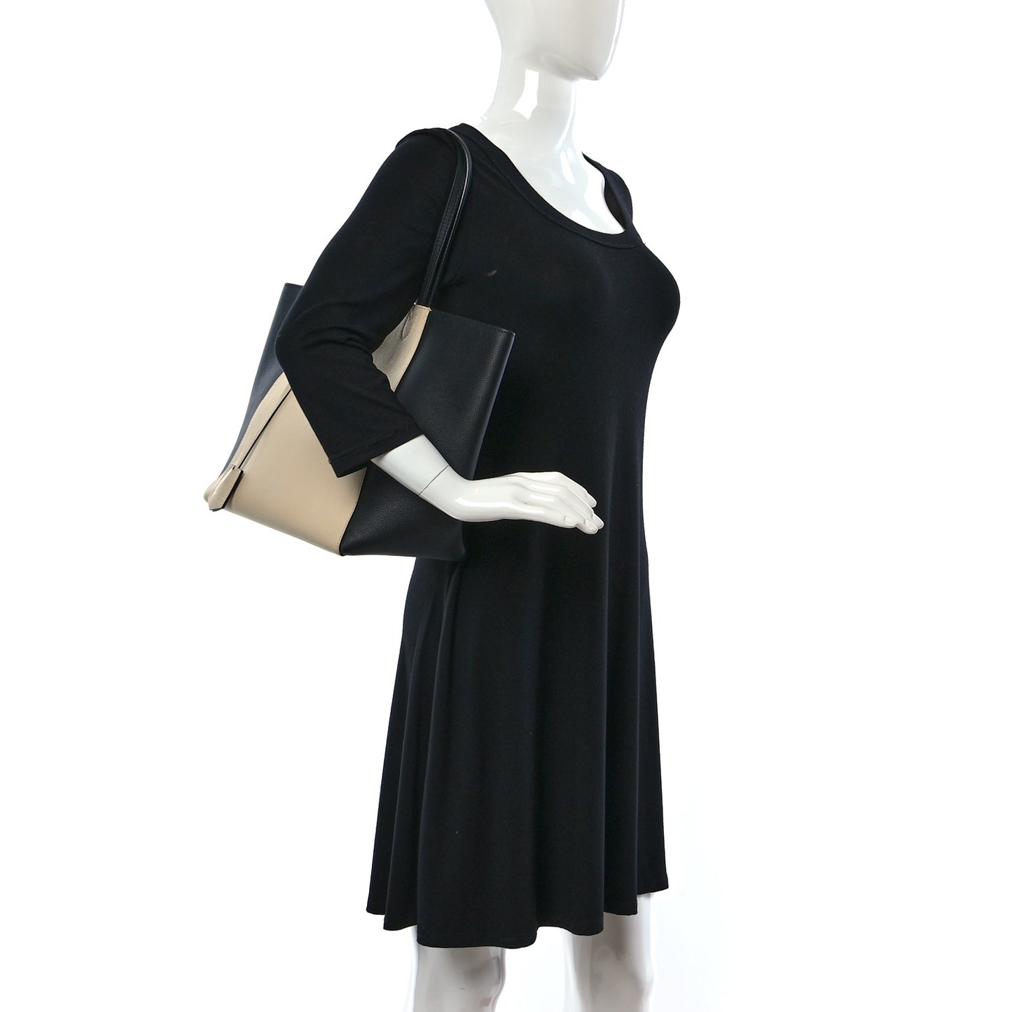 Calfskin Lockme Go Tote Black Vanilla