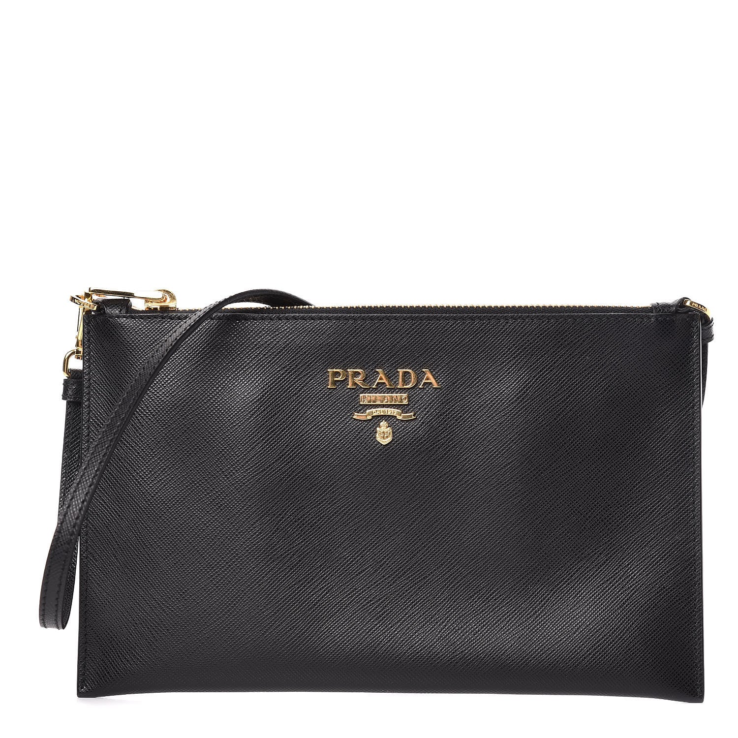 Prada Saffiano Small Flat Pouch Black 1 of 10