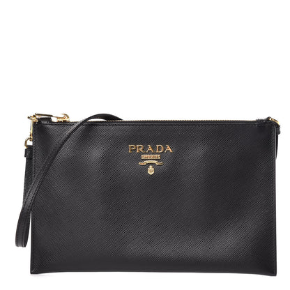 Prada Saffiano Small Flat Pouch Black 1 of 10