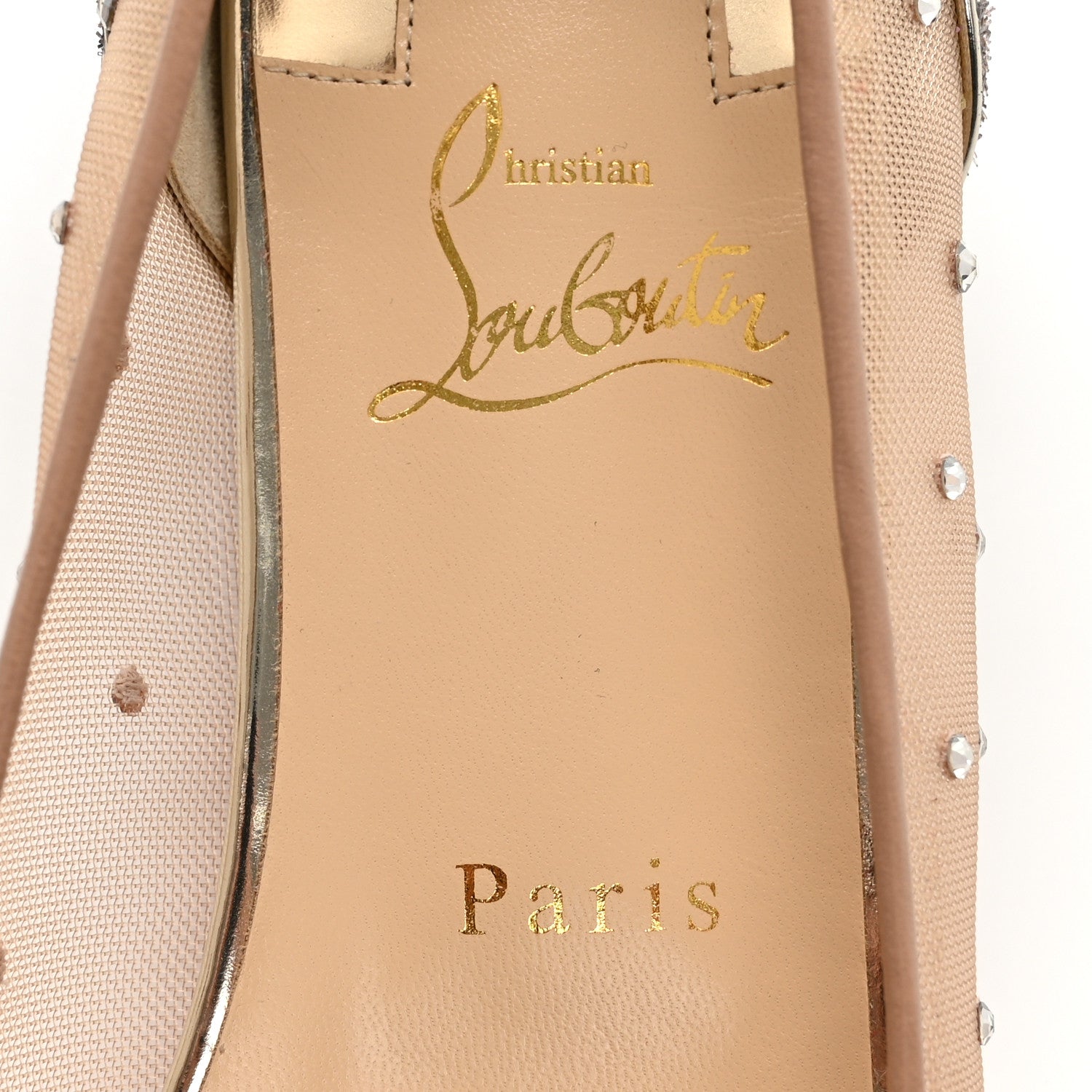 Christian Louboutin Rete Glitter Mini Specchio Strass Follies Flats 39.5 Perle 7 of 9
