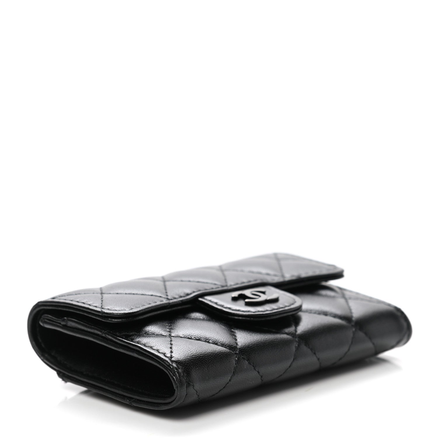Chanel Lambskin Quilted Flap Card Holder Wallet So Black 4 of 9