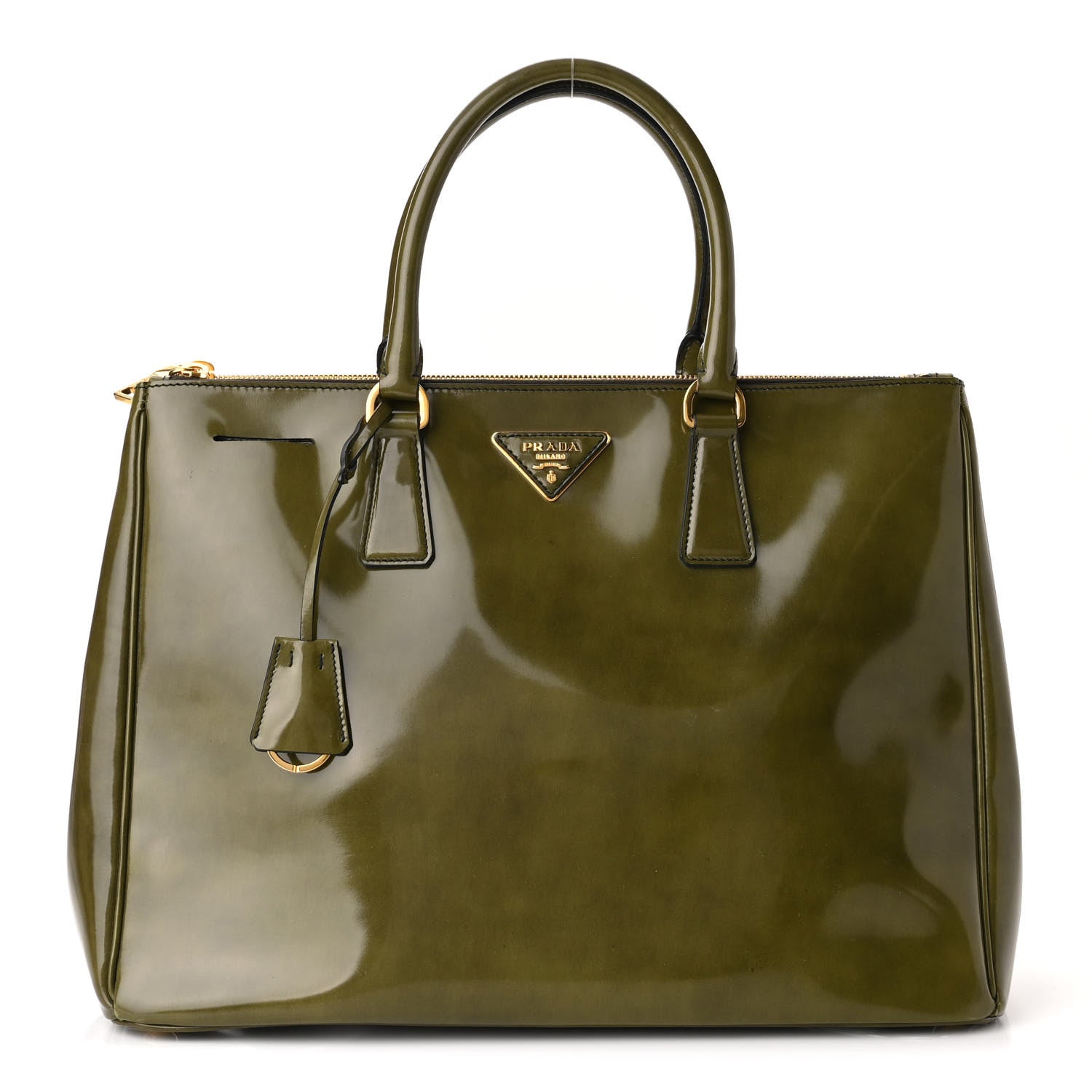 Prada Spazzolato Large Galleria Double Zip Tote Militare Fume 1 of 10